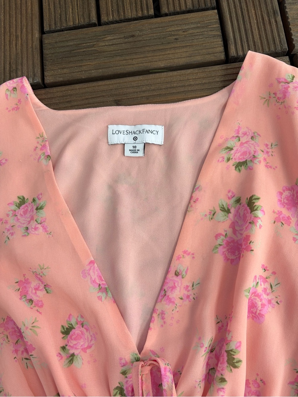LoveShackFancy Floral Midi Dress with Tie-Front - Picture 6 of 6
